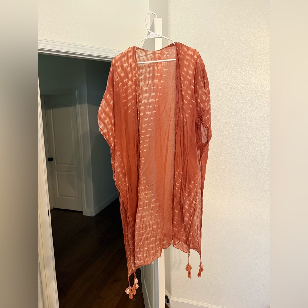 Rust Orange Tie-Dye Kimono